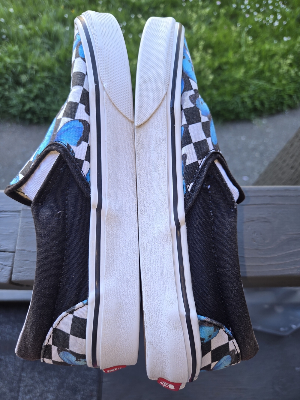 Vans Mens Slip-On Shoes - Blue Butterfly Checkered - Picture 5 of 9